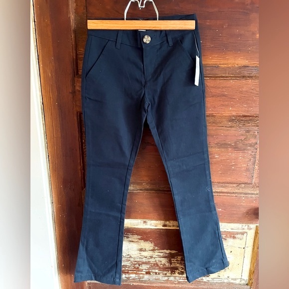 8 NWT Boot Cut Slim Fit Flat Front Chinos Uniform Pants, Cotton, Classic Navy - Picture 4 of 14